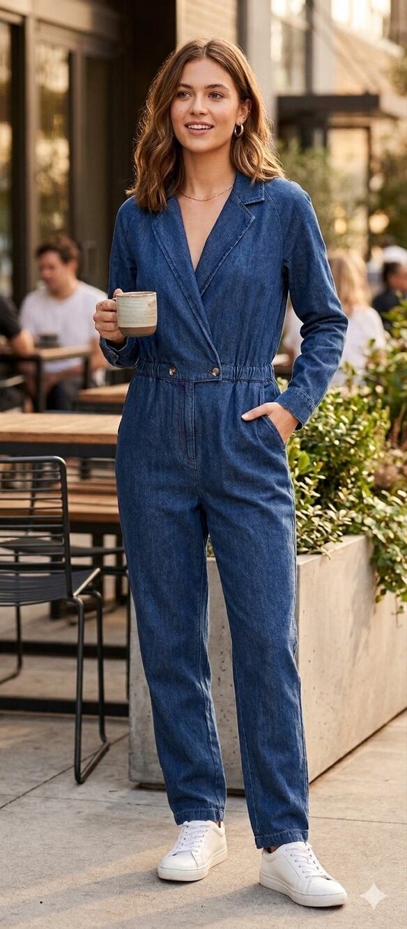 Modern Citizen Blue Denim Cotton Blend Jumpsuit Small